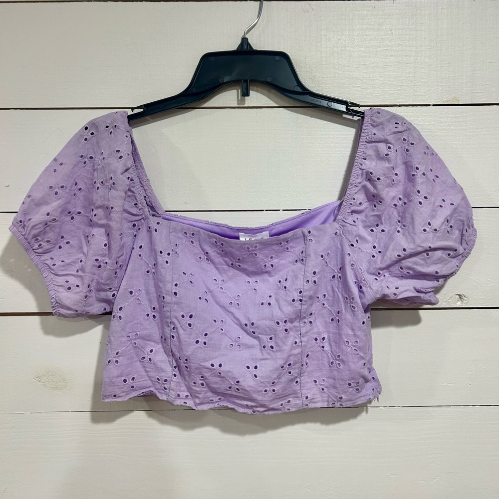 Lavender Eyelet Crop Top NWT
